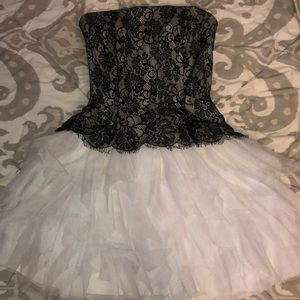 Fit and flare black and white dress